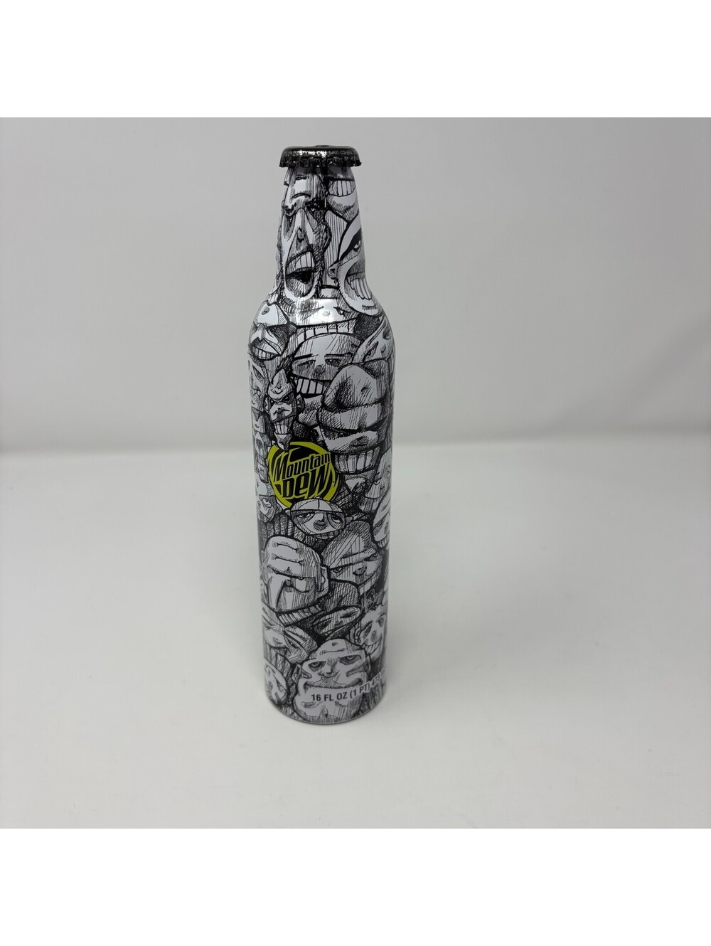 2008 Mountain Dew Green Label Art Mark Smith "Happy Heads" Empty Bottle